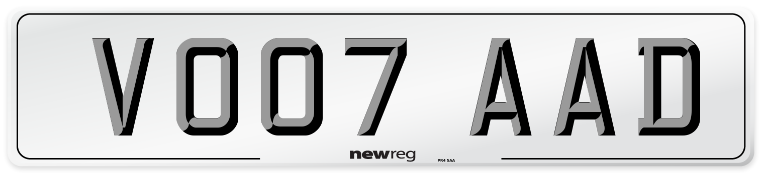 VO07 AAD Number Plate from New Reg